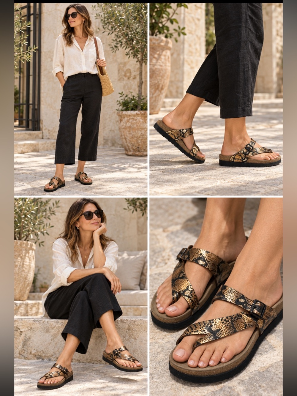 Mephisto Snake Print leather Sandals with Buckle EU 42 =US 11